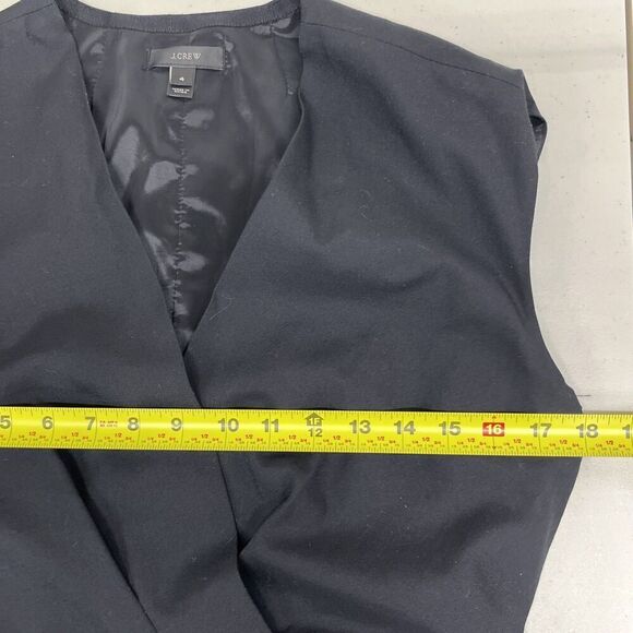 J Crew  VNeck Wrap Front Sheath Dress Sz 4 Black Fine Wool Lined F4013 Classic - Picture 7 of 12